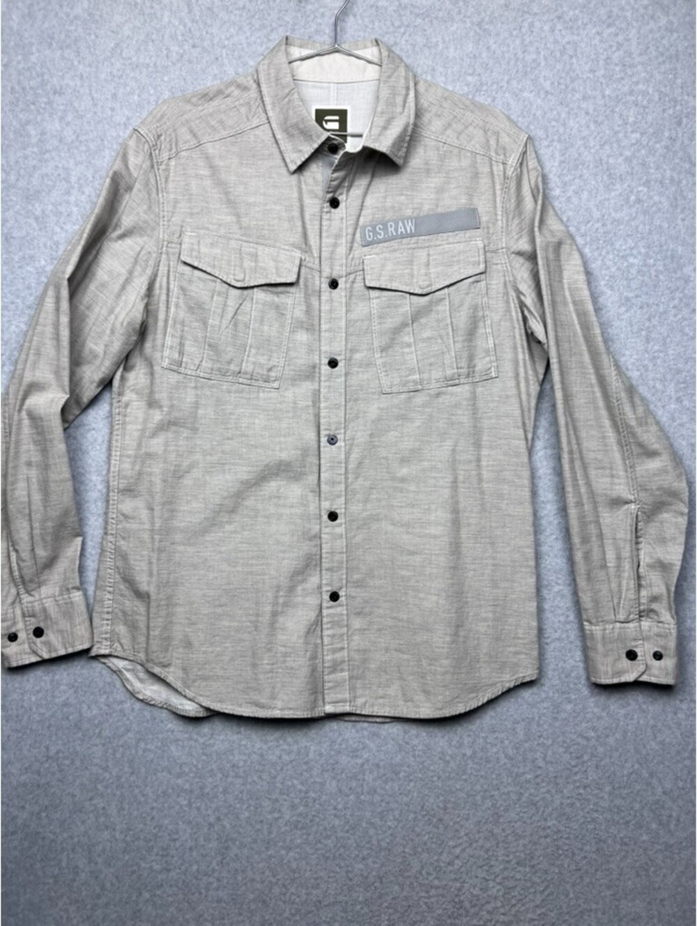 G-Star Raw Rovic Tape Shirt Mens XL Gray Cargo Utility Long Sleeve Gorpcore Tech